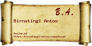 Birnstingl Antos névjegykártya